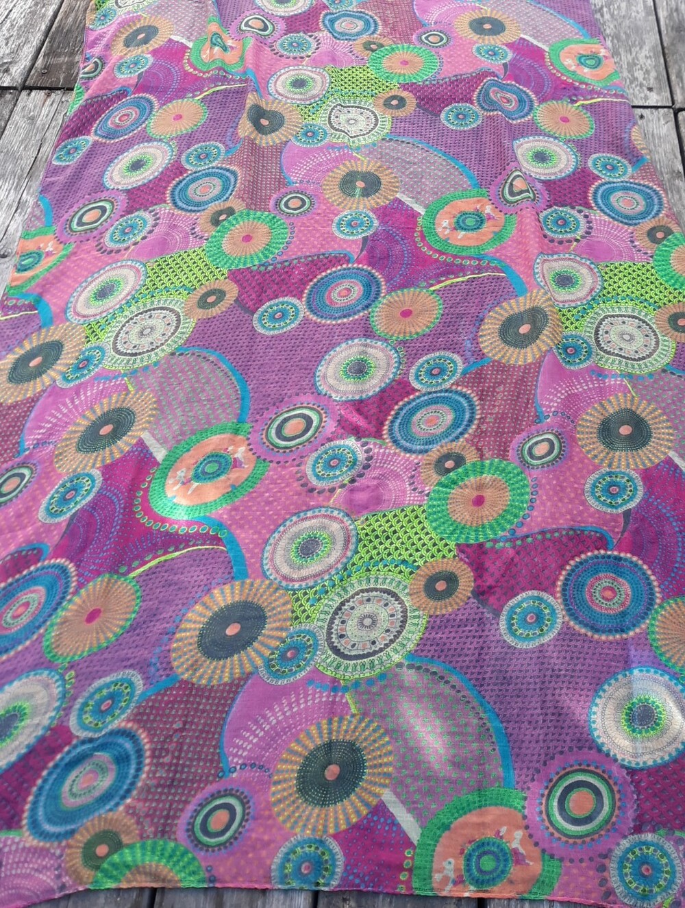 Unbranded Vintage Geometric Circle Mosaic Sheer Scarf Pink Purple Shawl 68x40